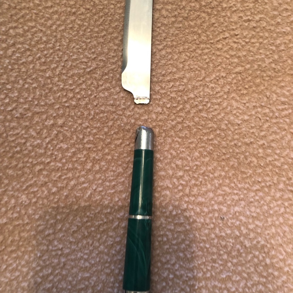 Green Malachite Finish Stainless Sterl Steel Dinner Knife - Broken - Hong Kong